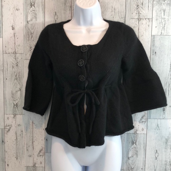 Sarah Spencer Lambs Wool Blend Black Cardigan Small - Picture 1 of 12